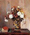Famous Vase Paintings - Chrysanthemums In A Chinese Vase